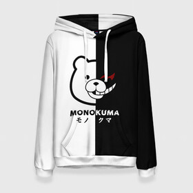 Женская толстовка 3D с принтом _Monokuma_ , 100% полиэстер  | двухслойный капюшон со шнурком для регулировки, мягкие манжеты на рукавах и по низу толстовки, спереди карман-кенгуру с мягким внутренним слоем. | anime | character | dangan ronpa | kawai | manga | аниме | анимэ | глаз | данганронпа | двухцветная | директор | злодей | из | изображение | кавай | крутой | лицо | манга | медведь | милый | мишка | на груди | необычный | нос