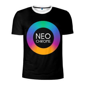 Мужская футболка 3D спортивная с принтом NEO CHROME , 100% полиэстер с улучшенными характеристиками | приталенный силуэт, круглая горловина, широкие плечи, сужается к линии бедра | контрастный | металл | радуга | радужный | цветной | яркий