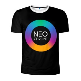 Мужская футболка 3D спортивная с принтом NEO CHROME , 100% полиэстер с улучшенными характеристиками | приталенный силуэт, круглая горловина, широкие плечи, сужается к линии бедра | Тематика изображения на принте: контрастный | металл | радуга | радужный | цветной | яркий