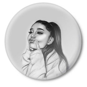 Значок с принтом Ariana Grande (Ариана Гранде) ,  металл | круглая форма, металлическая застежка в виде булавки | Тематика изображения на принте: ariana grande | актриса | американская певица | ариана | ариана гранде | гранде | девушка | музыка | певица | песни | продюсер