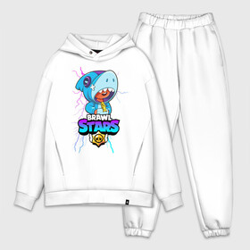 Мужской костюм хлопок OVERSIZE с принтом BRAWL STARS LEON SHARK | ЛЕОН АКУЛА ,  |  | bibi | brawl stars | crow | el brown | leon | leon shark | max | sally leon | shark | stars | акула | биби | ворон | леон