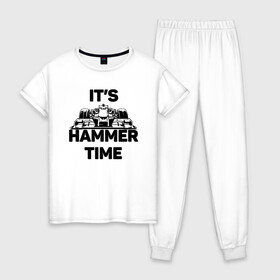 Женская пижама хлопок с принтом Its hammer time , 100% хлопок | брюки и футболка прямого кроя, без карманов, на брюках мягкая резинка на поясе и по низу штанин | hammer time | lewis hamilton | льюис хэмильтон