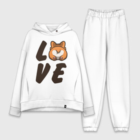 Женский костюм хлопок Oversize с принтом Love Corgi ,  |  | corgi | корги