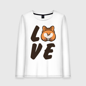 Женский лонгслив хлопок с принтом Love Corgi , 100% хлопок |  | corgi | корги