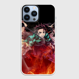 Чехол для iPhone 13 Pro Max с принтом Kimetsu no Yaiba в пламени ,  |  | Тематика изображения на принте: demon slayer | demon slayer: kimetsu no yaiba | kimetsu | kimetsu no yaiba | nezuko | slayer | tanjiro | клинок рассекающий демонов | незуко | танджиро | шинобу кочо