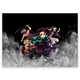 Поздравительная открытка с принтом KIMETSU NO YAIBA , 100% бумага | плотность бумаги 280 г/м2, матовая, на обратной стороне линовка и место для марки
 | demon slayer | demon slayer: kimetsu no yaiba | kimetsu | kimetsu no yaiba | nezuko | slayer | tanjiro | клинок рассекающий демонов | незуко | танджиро | шинобу кочо