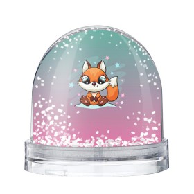 Снежный шар с принтом Милый лисенок , Пластик | Изображение внутри шара печатается на глянцевой фотобумаге с двух сторон | fox | венок | животные | лиса | лисенок | лисичка | полевые цветы | полынь | рисунок | ромашки | стикер | цветы