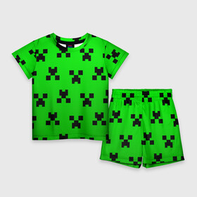 Детский костюм с шортами 3D с принтом MINECRAFT ,  |  | Тематика изображения на принте: block | criper | cube | minecraft | pixel | блок | геометрия | крафт | крипер | кубики | майнкрафт | пиксели