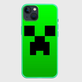 Чехол для iPhone 13 с принтом MINECRAFT CREEPER | КРИПЕР ,  |  | Тематика изображения на принте: block | criper | cube | minecraft | pixel | блок | геометрия | крафт | крипер | кубики | майнкрафт | пиксели