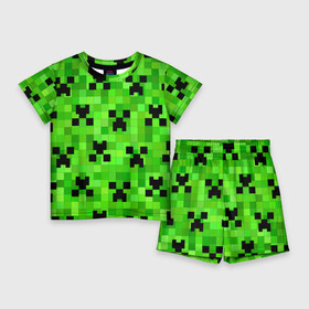 Детский костюм с шортами 3D с принтом MINECRAFT  МАЙНКРАФТ ,  |  | Тематика изображения на принте: block | criper | cube | minecraft | pixel | блок | геометрия | крафт | крипер | кубики | майнкрафт | пиксели