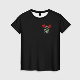Женская футболка 3D с принтом PAYTON MOORMEIER (НА СПИНЕ) , 100% полиэфир ( синтетическое хлопкоподобное полотно) | прямой крой, круглый вырез горловины, длина до линии бедер | flower | payton moormeier | roses | tiktok | автограф payton | блогер | пейтон | пейтон моормиер | розы | тикток | тиктокер | цветы | ютубер