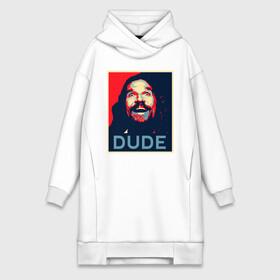 Платье-худи хлопок с принтом Dude Libowski ,  |  | 2020 | abide | art | big lebowski | dude | english | film | movie | poster | retro | tr | актёр | америка | английский | арт | большой лебовски | братья | год | джефф бриджес | звёзды | кино | лебовский | леон | на английском | надпись