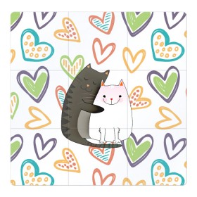 Магнитный плакат 3Х3 с принтом Сладкая парочка , Полимерный материал с магнитным слоем | 9 деталей размером 9*9 см | 14 февраля | 8 марта | валентинов день | верность | влюбленность | влюбленные | вместе навсегда | двое | девичник | девушке | кот | коты | кошка | кошки | любимая | любимый | люблю | люблю тебя | мы с то