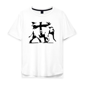 Мужская футболка хлопок Oversize с принтом Слон - Banksy , 100% хлопок | свободный крой, круглый ворот, “спинка” длиннее передней части | 