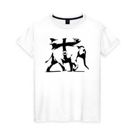 Женская футболка хлопок с принтом Слон - Banksy , 100% хлопок | прямой крой, круглый вырез горловины, длина до линии бедер, слегка спущенное плечо | 