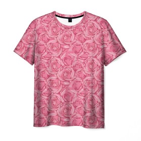 Мужская футболка 3D с принтом Розы , 100% полиэфир | прямой крой, круглый вырез горловины, длина до линии бедер | flowers | pink roses | roses | texture | розовые розы | розы | текстура | цветы