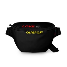 Поясная сумка 3D с принтом LOVE IS SIMPLE , 100% полиэстер | плотная ткань, ремень с регулируемой длиной, внутри несколько карманов для мелочей, основное отделение и карман с обратной стороны сумки застегиваются на молнию | simple | для него | для нее