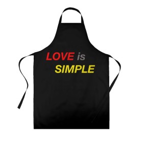 Фартук 3D с принтом LOVE IS SIMPLE , 100% полиэстер | общий размер — 65 х 85 см, ширина нагрудника — 26 см, горловина — 53 см, длина завязок — 54 см, общий обхват в поясе — 173 см. Принт на завязках и на горловине наносится с двух сторон, на основной части фартука — только с внешней стороны | simple | для него | для нее