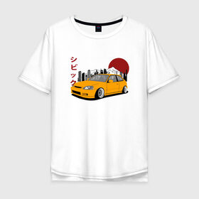 Мужская футболка хлопок Oversize с принтом Honda Civic EK6 , 100% хлопок | свободный крой, круглый ворот, “спинка” длиннее передней части | honda civic ek6