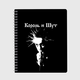 Тетрадь с принтом Король и Шут + Анархия (спина) , 100% бумага | 48 листов, плотность листов — 60 г/м2, плотность картонной обложки — 250 г/м2. Листы скреплены сбоку удобной пружинной спиралью. Уголки страниц и обложки скругленные. Цвет линий — светло-серый
 | punk | rock | киш | король | король и шут | михаил горшенев | панки | рок | русский рок | шут