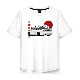 Мужская футболка хлопок Oversize с принтом Nissan Silvia S14 , 100% хлопок | свободный крой, круглый ворот, “спинка” длиннее передней части | Тематика изображения на принте: 