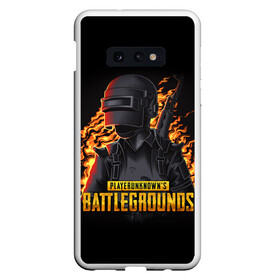 Чехол для Samsung S10E с принтом PUBG , Силикон | Область печати: задняя сторона чехла, без боковых панелей | Тематика изображения на принте: action | battle royal | bright | fire | flame | game | heat | light | play | playerunknowns battlegrounds | pubg | wildfire | winner winner chiken dinner | искры | огненный | огонь | пабг | пламя | пожар | шутер