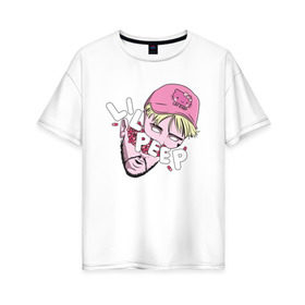 Женская футболка хлопок Oversize с принтом LiL PEEP , 100% хлопок | свободный крой, круглый ворот, спущенный рукав, длина до линии бедер
 | cry baby | lil peep | лил пип