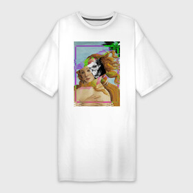 Платье-футболка хлопок с принтом Венера ,  |  | венера | глитч | девушка | для девушек | для мужчин | для парней | искусство | картина | красивый | красота | креативный | ренесанс | стильный | художник
