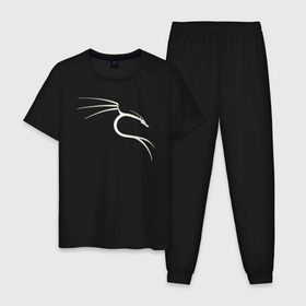 Мужская пижама хлопок с принтом Kali Linux , 100% хлопок | брюки и футболка прямого кроя, без карманов, на брюках мягкая резинка на поясе и по низу штанин
 | Тематика изображения на принте: kali | linux | кали | линукс