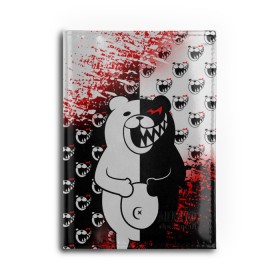 Обложка для автодокументов с принтом MONOKUMA. , натуральная кожа |  размер 19,9*13 см; внутри 4 больших “конверта” для документов и один маленький отдел — туда идеально встанут права | anime | bear | black  white | danganronpa | kurokuma | monodam | monokuma | monomi | monotaro | pink | rabbit | school | shirokuma | аниме | главарь | мoноми | монокума | черно белый | школа