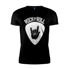 Мужская футболка премиум с принтом Rock , 92% хлопок, 8% лайкра | приталенный силуэт, круглый вырез ворота, длина до линии бедра, короткий рукав | Тематика изображения на принте: fingers | metal | music | rock | коза | медиатор | метал | музыка | пальцы | рок | рука