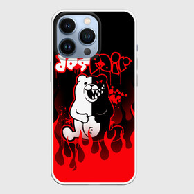 Чехол для iPhone 13 Pro с принтом Монокума despair горит ,  |  | anime | bear | black  white | danganronpa | kurokuma | monodam | monokuma | monomi | monotaro | pink | rabbit | school | shirokuma | аниме | главарь | мoноми | монокума | черно белый | школа