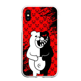 Чехол для iPhone XS Max матовый с принтом MONOKUMA , Силикон | Область печати: задняя сторона чехла, без боковых панелей | anime | bear | black  white | danganronpa | kurokuma | monodam | monokuma | monomi | monotaro | pink | rabbit | school | shirokuma | аниме | главарь | мoноми | монокума | черно белый | школа