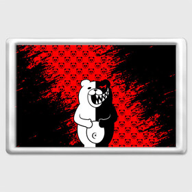 Магнит 45*70 с принтом MONOKUMA. , Пластик | Размер: 78*52 мм; Размер печати: 70*45 | anime | bear | black  white | danganronpa | kurokuma | monodam | monokuma | monomi | monotaro | pink | rabbit | school | shirokuma | аниме | главарь | мoноми | монокума | черно белый | школа