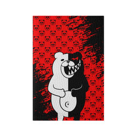 Обложка для паспорта матовая кожа с принтом MONOKUMA. , натуральная матовая кожа | размер 19,3 х 13,7 см; прозрачные пластиковые крепления | anime | bear | black  white | danganronpa | kurokuma | monodam | monokuma | monomi | monotaro | pink | rabbit | school | shirokuma | аниме | главарь | мoноми | монокума | черно белый | школа