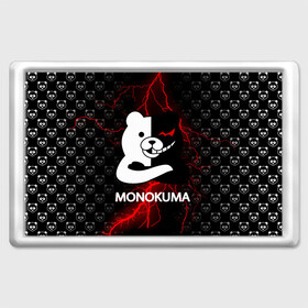 Магнит 45*70 с принтом MONOKUMA. , Пластик | Размер: 78*52 мм; Размер печати: 70*45 | anime | bear | black  white | danganronpa | kurokuma | monodam | monokuma | monomi | monotaro | pink | rabbit | school | shirokuma | аниме | главарь | мoноми | монокума | черно белый | школа