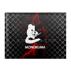 Обложка для студенческого билета с принтом MONOKUMA. , натуральная кожа | Размер: 11*8 см; Печать на всей внешней стороне | anime | bear | black  white | danganronpa | kurokuma | monodam | monokuma | monomi | monotaro | pink | rabbit | school | shirokuma | аниме | главарь | мoноми | монокума | черно белый | школа