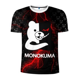 Мужская футболка 3D спортивная с принтом MONOKUMA. , 100% полиэстер с улучшенными характеристиками | приталенный силуэт, круглая горловина, широкие плечи, сужается к линии бедра | anime | bear | black  white | danganronpa | kurokuma | monodam | monokuma | monomi | monotaro | pink | rabbit | school | shirokuma | аниме | главарь | мoноми | монокума | черно белый | школа