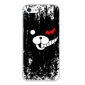 Чехол для iPhone 5/5S матовый с принтом MONOKUMA , Силикон | Область печати: задняя сторона чехла, без боковых панелей | anime | bear | black  white | danganronpa | kurokuma | monodam | monokuma | monomi | monotaro | pink | rabbit | school | shirokuma | аниме | главарь | мoноми | монокума | черно белый | школа