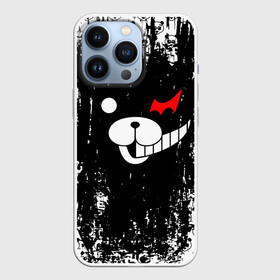 Чехол для iPhone 13 Pro с принтом Монокума черная мазня ,  |  | anime | bear | black  white | danganronpa | kurokuma | monodam | monokuma | monomi | monotaro | pink | rabbit | school | shirokuma | аниме | главарь | мoноми | монокума | черно белый | школа