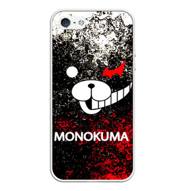 Чехол для iPhone 5/5S матовый с принтом MONOKUMA , Силикон | Область печати: задняя сторона чехла, без боковых панелей | anime | bear | black  white | danganronpa | kurokuma | monodam | monokuma | monomi | monotaro | pink | rabbit | school | shirokuma | аниме | главарь | мoноми | монокума | черно белый | школа