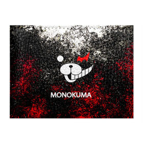 Обложка для студенческого билета с принтом MONOKUMA. , натуральная кожа | Размер: 11*8 см; Печать на всей внешней стороне | anime | bear | black  white | danganronpa | kurokuma | monodam | monokuma | monomi | monotaro | pink | rabbit | school | shirokuma | аниме | главарь | мoноми | монокума | черно белый | школа