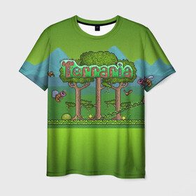 Мужская футболка 3D с принтом Terraria , 100% полиэфир | прямой крой, круглый вырез горловины, длина до линии бедер | Тематика изображения на принте: minecraft | terraria | инди игры | майнкрафт | террария