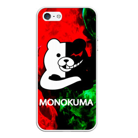 Чехол для iPhone 5/5S матовый с принтом MONOKUMA , Силикон | Область печати: задняя сторона чехла, без боковых панелей | anime | bear | black  white | danganronpa | kurokuma | monodam | monokuma | monomi | monotaro | pink | rabbit | school | shirokuma | аниме | главарь | мoноми | монокума | черно белый | школа