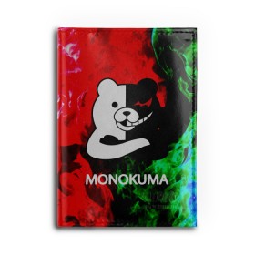 Обложка для автодокументов с принтом MONOKUMA. , натуральная кожа |  размер 19,9*13 см; внутри 4 больших “конверта” для документов и один маленький отдел — туда идеально встанут права | anime | bear | black  white | danganronpa | kurokuma | monodam | monokuma | monomi | monotaro | pink | rabbit | school | shirokuma | аниме | главарь | мoноми | монокума | черно белый | школа