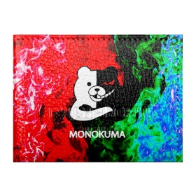 Обложка для студенческого билета с принтом MONOKUMA. , натуральная кожа | Размер: 11*8 см; Печать на всей внешней стороне | anime | bear | black  white | danganronpa | kurokuma | monodam | monokuma | monomi | monotaro | pink | rabbit | school | shirokuma | аниме | главарь | мoноми | монокума | черно белый | школа