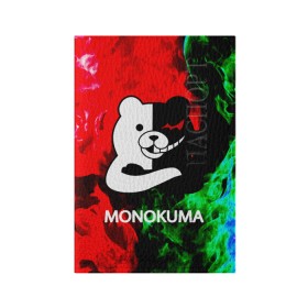 Обложка для паспорта матовая кожа с принтом MONOKUMA. , натуральная матовая кожа | размер 19,3 х 13,7 см; прозрачные пластиковые крепления | anime | bear | black  white | danganronpa | kurokuma | monodam | monokuma | monomi | monotaro | pink | rabbit | school | shirokuma | аниме | главарь | мoноми | монокума | черно белый | школа