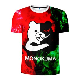 Мужская футболка 3D спортивная с принтом MONOKUMA. , 100% полиэстер с улучшенными характеристиками | приталенный силуэт, круглая горловина, широкие плечи, сужается к линии бедра | anime | bear | black  white | danganronpa | kurokuma | monodam | monokuma | monomi | monotaro | pink | rabbit | school | shirokuma | аниме | главарь | мoноми | монокума | черно белый | школа