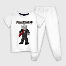 Детская пижама хлопок с принтом Слендермен - Minecraft , 100% хлопок |  брюки и футболка прямого кроя, без карманов, на брюках мягкая резинка на поясе и по низу штанин
 | Тематика изображения на принте: 