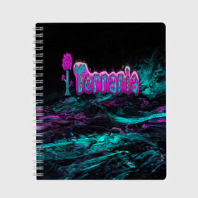 Тетрадь с принтом Terraria , 100% бумага | 48 листов, плотность листов — 60 г/м2, плотность картонной обложки — 250 г/м2. Листы скреплены сбоку удобной пружинной спиралью. Уголки страниц и обложки скругленные. Цвет линий — светло-серый
 | terraria | terraria logo | terraria modded | террария | террария надпись